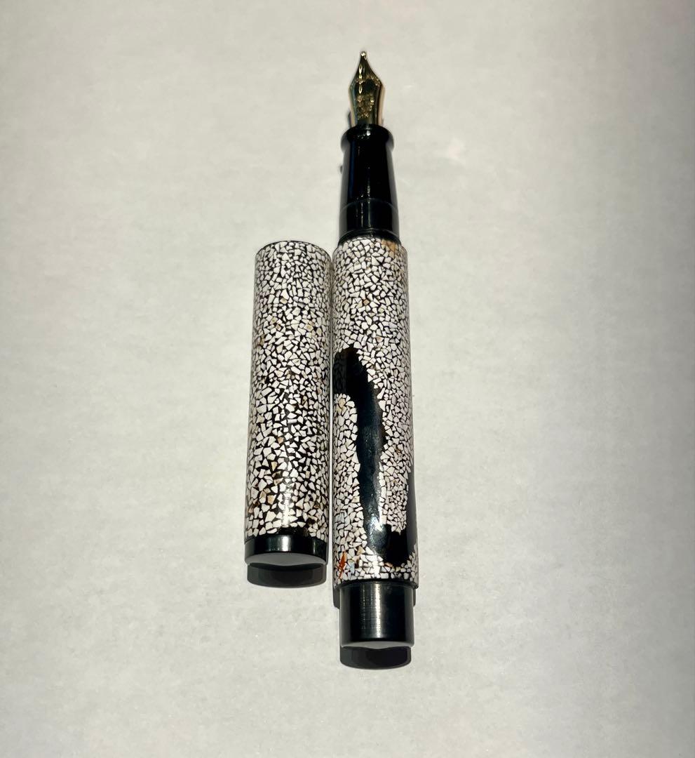 万年筆　大橋堂　植原栄一　　卵殻変わり塗り　エボナイト　ペン先21K 漆