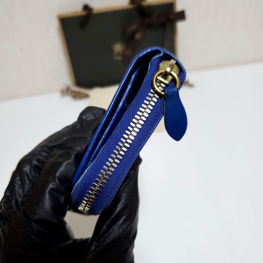週末限定完売品　イルビゾンテ　二つ折り財布　ロイヤルブルー　ゴールド　牛革レザー