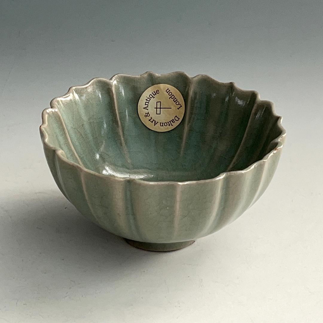 唐物 青磁稜花盃 氷裂紋 中国美術 古玩 SN75