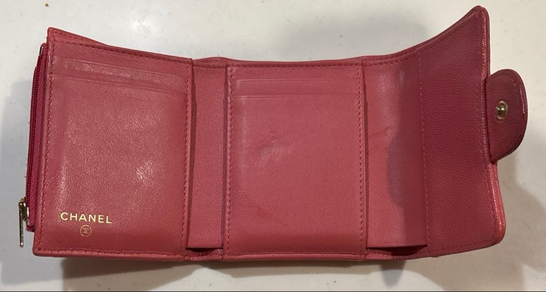CHANEL CHANEL 3つ折り財布　ピンク