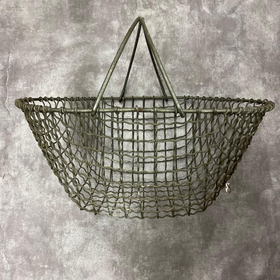 フランス　アンティーク　ワイヤーバスケット　アイアン　シャビーシック