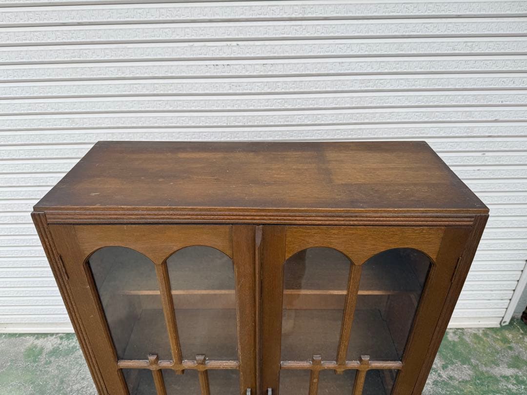 【O-2043】キャビネット ガラス戸棚 昭和レトロ アンティーク