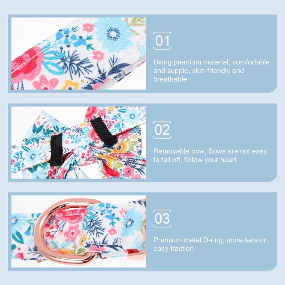 ☘️ ペット用首輪 リボン Lサイズ 長さ調節可能 花柄