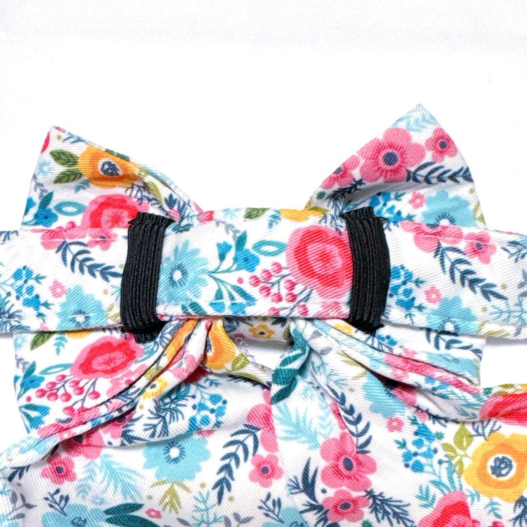 ☘️ ペット用首輪 リボン Lサイズ 長さ調節可能 花柄