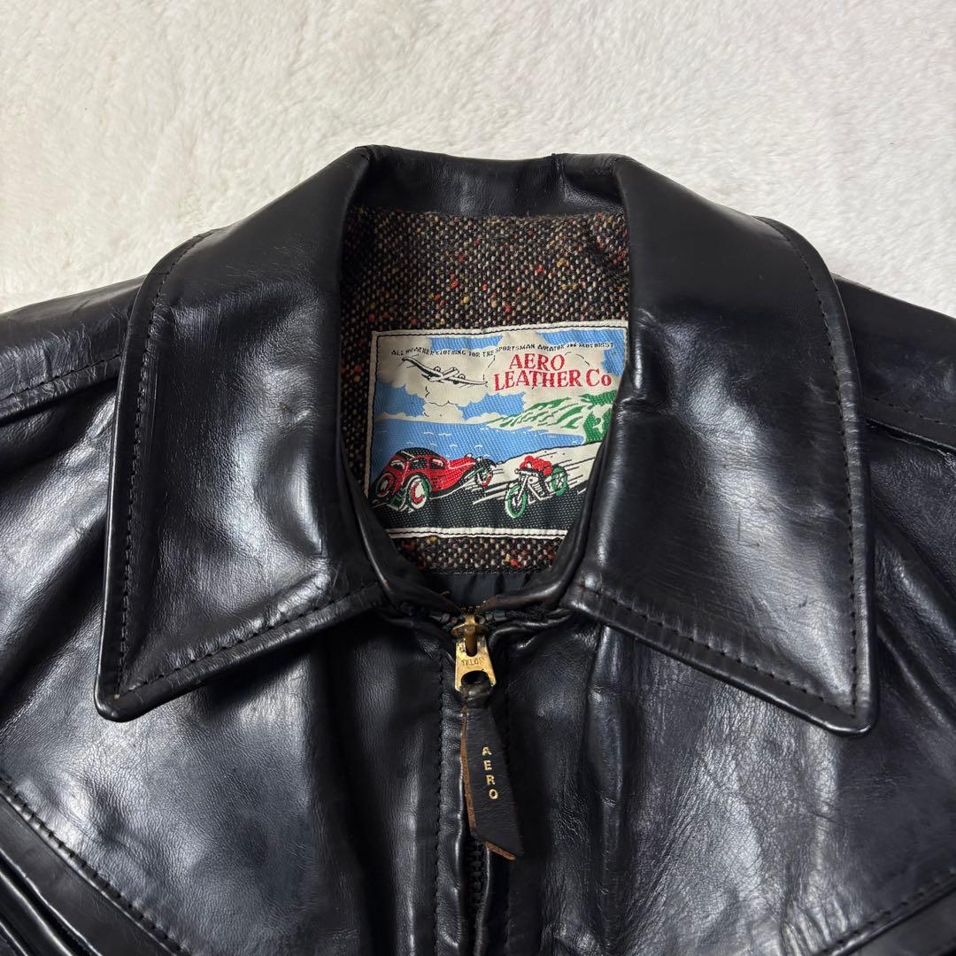 馬革 SIZE42 AERO LEATHER Co ライダースジャケット 茶芯