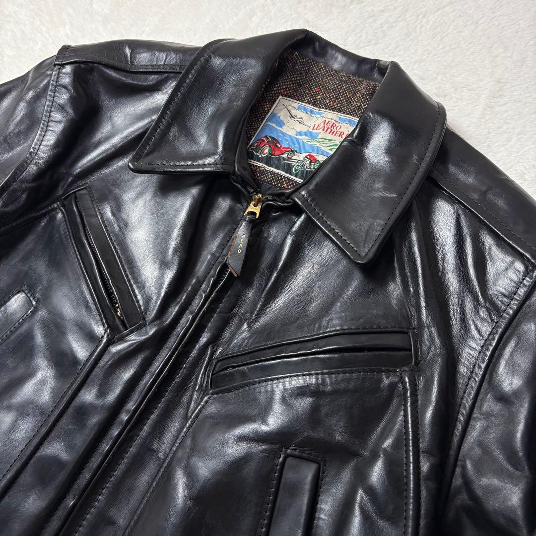 馬革 SIZE42 AERO LEATHER Co ライダースジャケット 茶芯