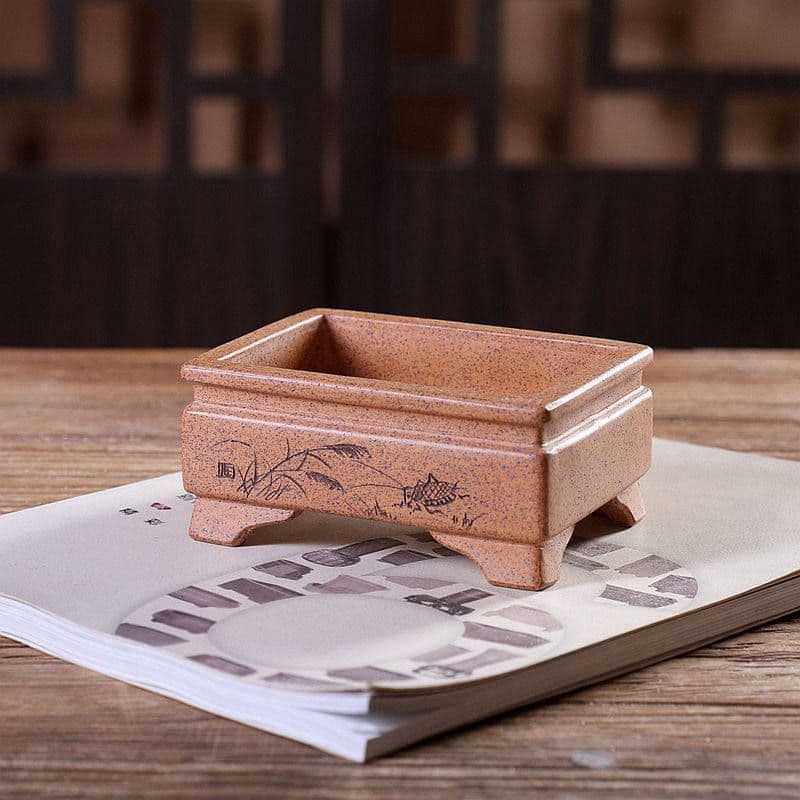 束口長方鉢 紫砂の鉢 盆栽鉢 植木鉢 小品盆栽鉢 大品盆栽鉢