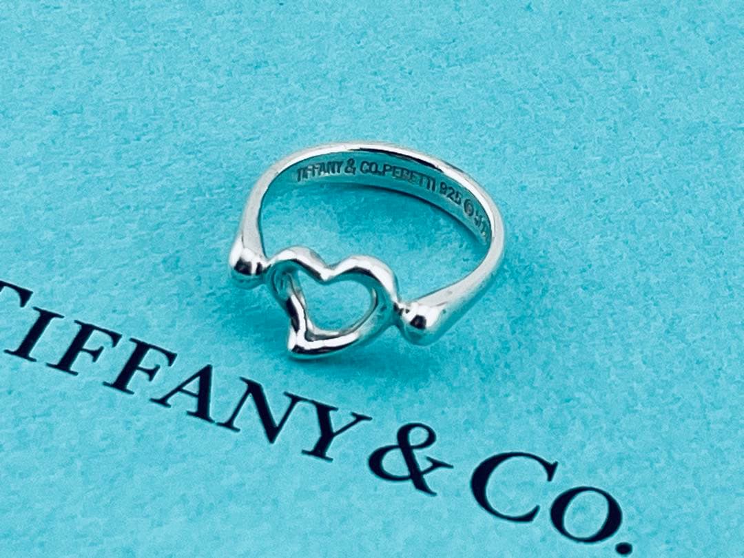 h922 美品　ティファニー　オープンハート　リング　シルバー925 約7.5号