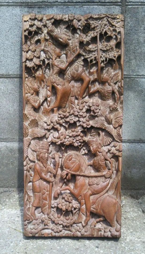 ★大型60cm★目立つ★インドネシア伝統彫り物★手掘り工芸品