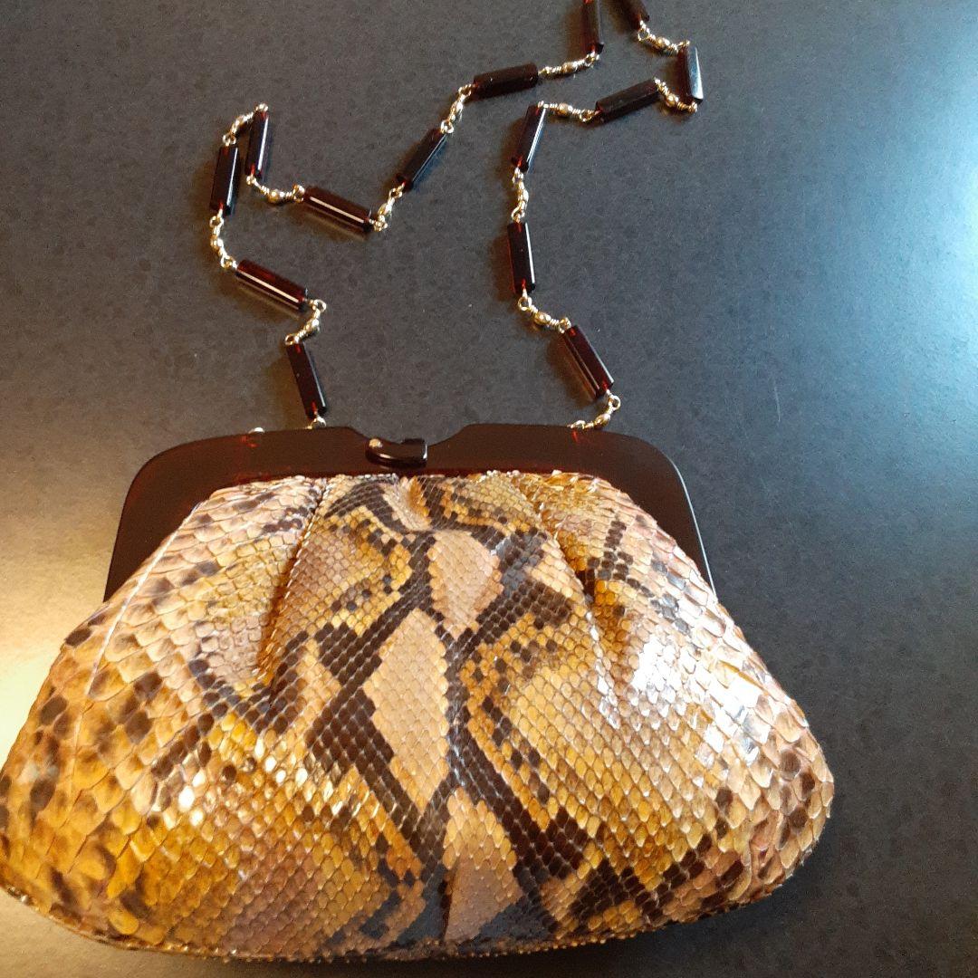 【新品未使用】ヘビ革 クラッチバッグ スネークパターン