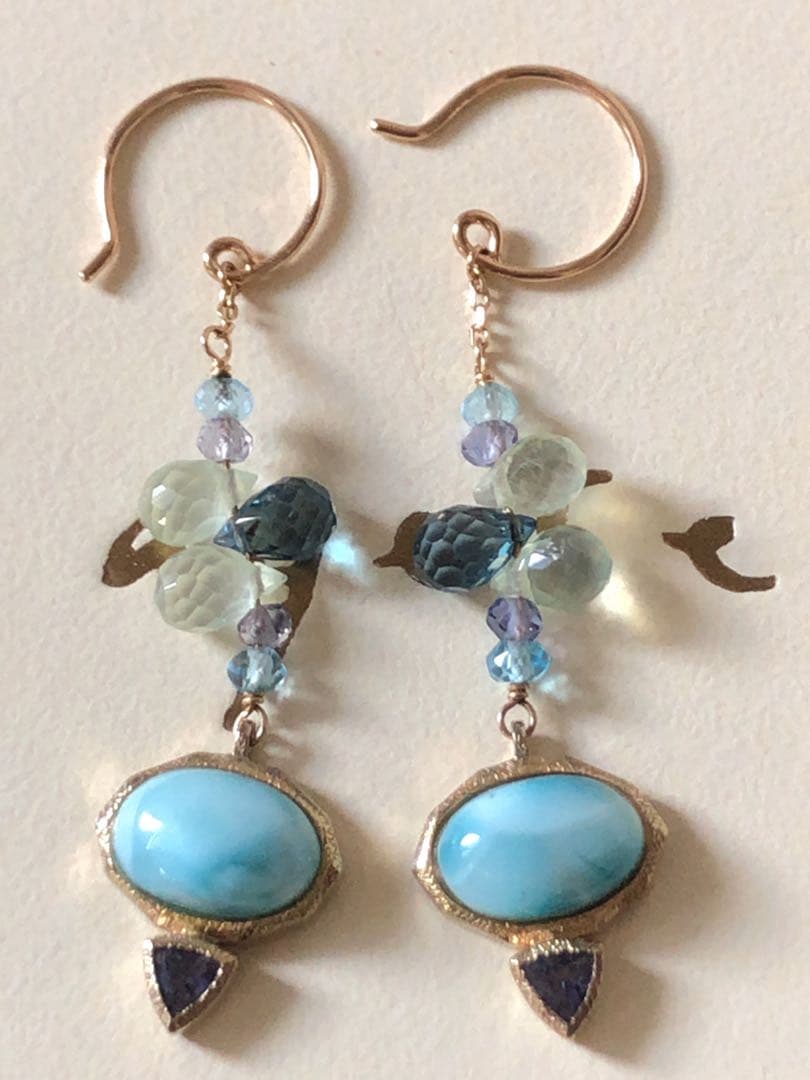 超レア⭐︎超美品 agete K10ラリマー.トパーズ.プレナイト.フックピアス