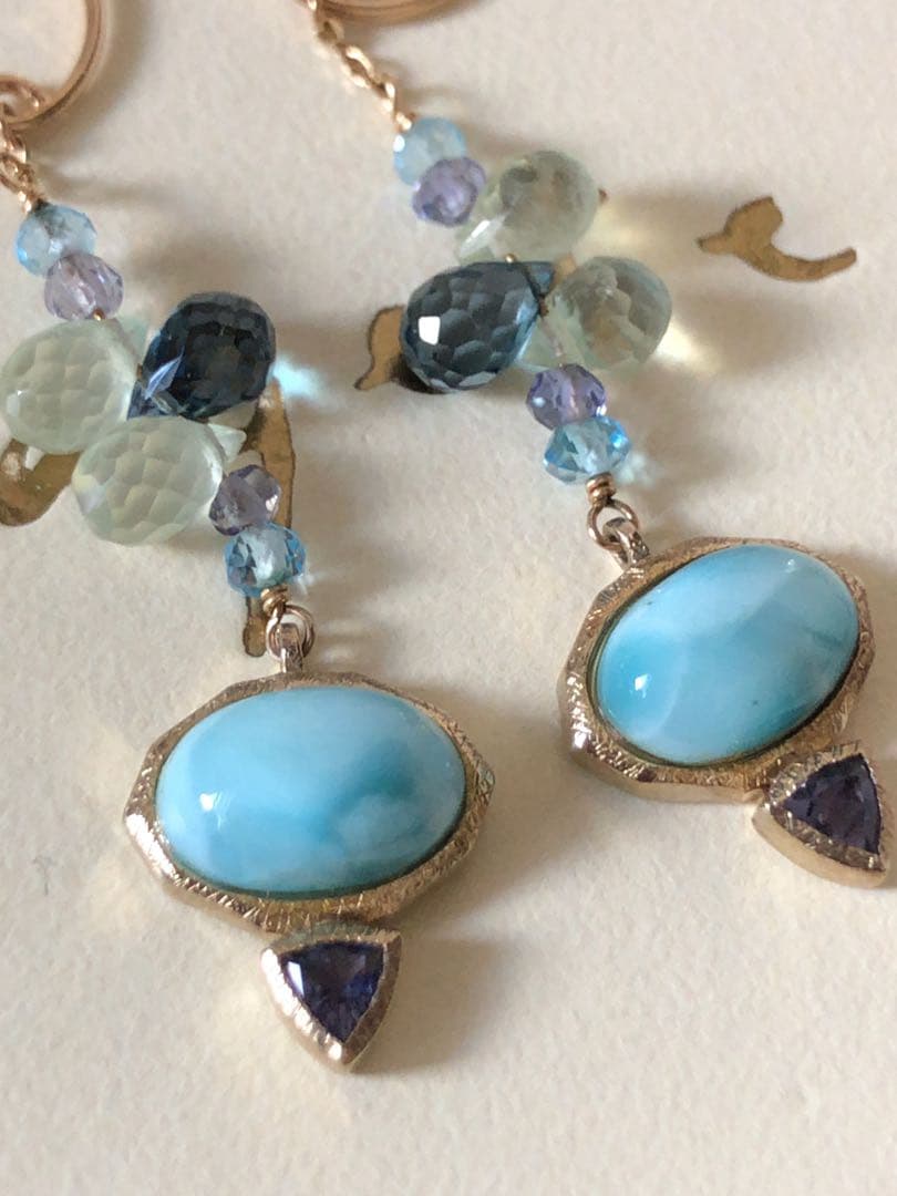 超レア⭐︎超美品 agete K10ラリマー.トパーズ.プレナイト.フックピアス