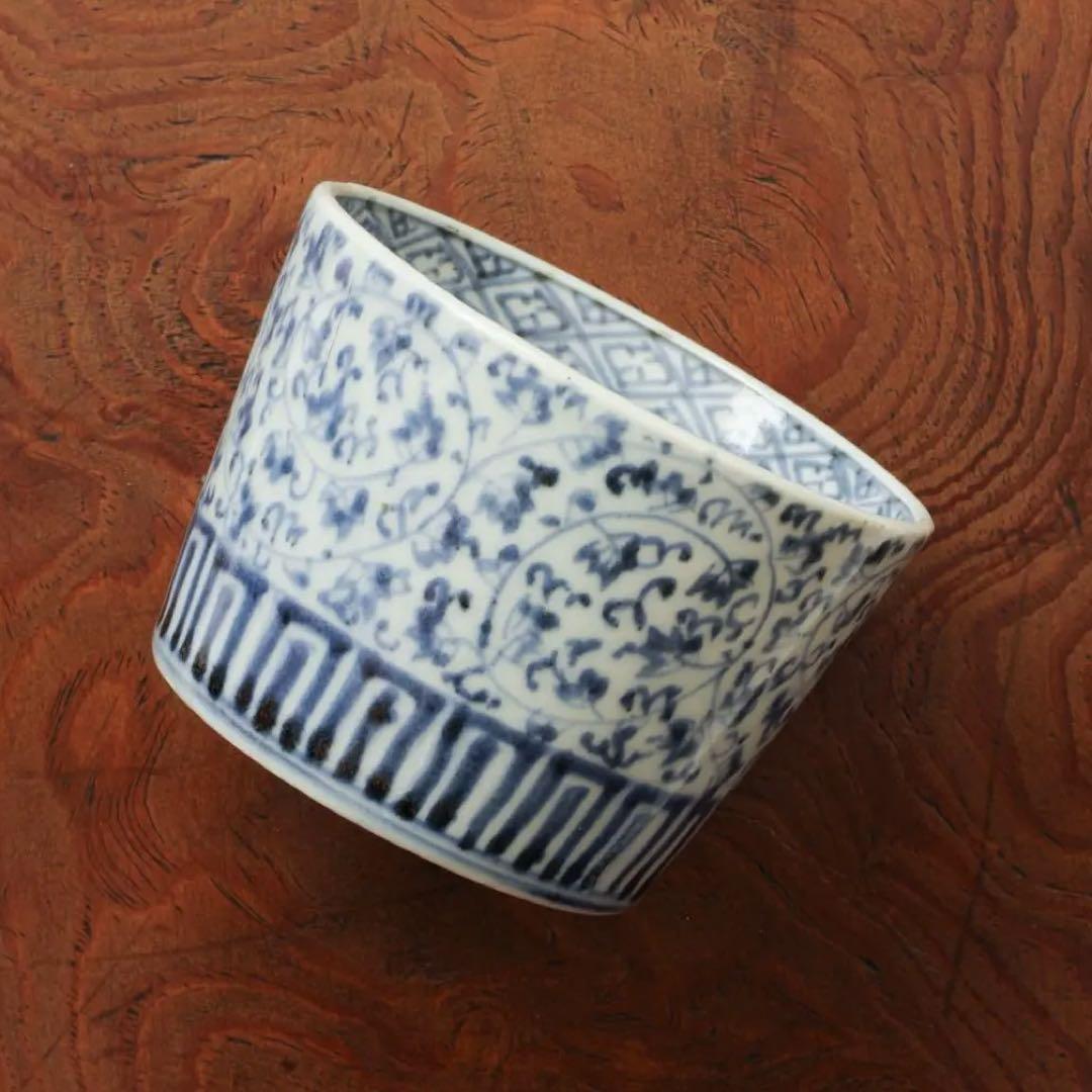 伊万里　古伊万里　江戸　後期　蕎麦猪口　萩唐草　蛇の目　高台