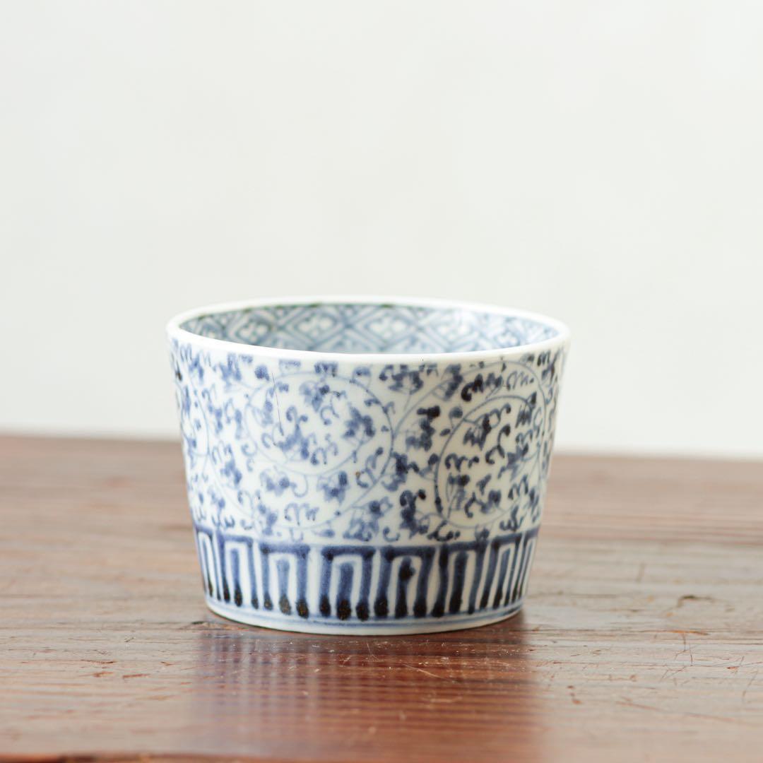 伊万里　古伊万里　江戸　後期　蕎麦猪口　萩唐草　蛇の目　高台