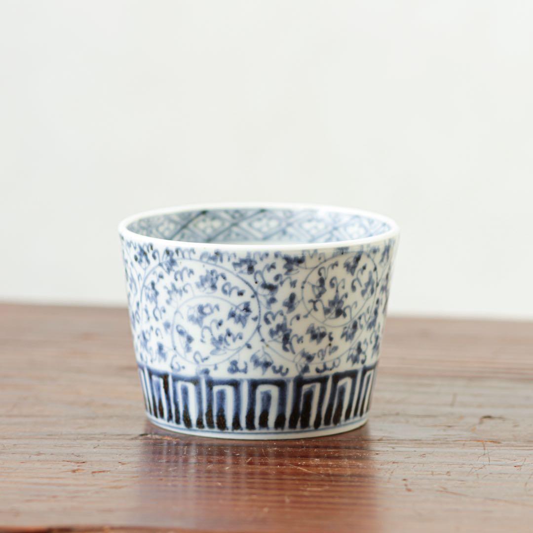 伊万里　古伊万里　江戸　後期　蕎麦猪口　萩唐草　蛇の目　高台