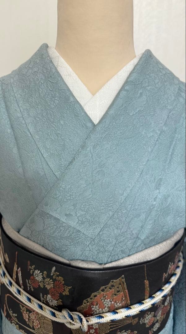 美品　証紙付き　草木染　辻ヶ花模様織り出し　色無地着物