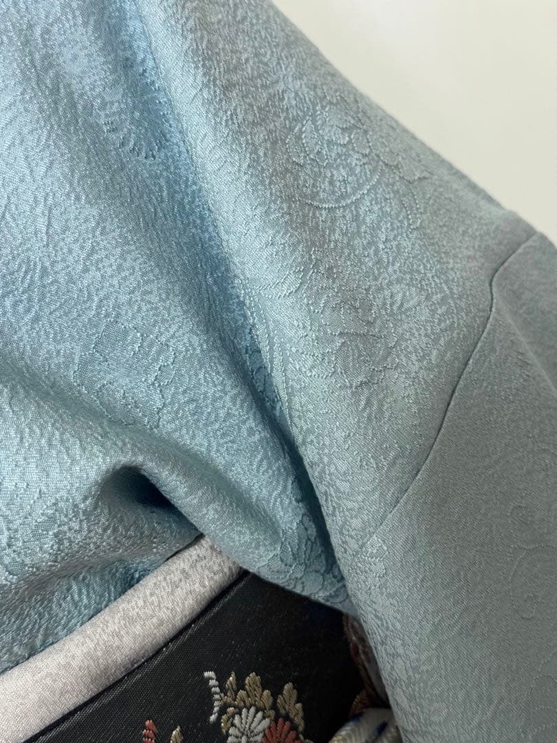 美品　証紙付き　草木染　辻ヶ花模様織り出し　色無地着物