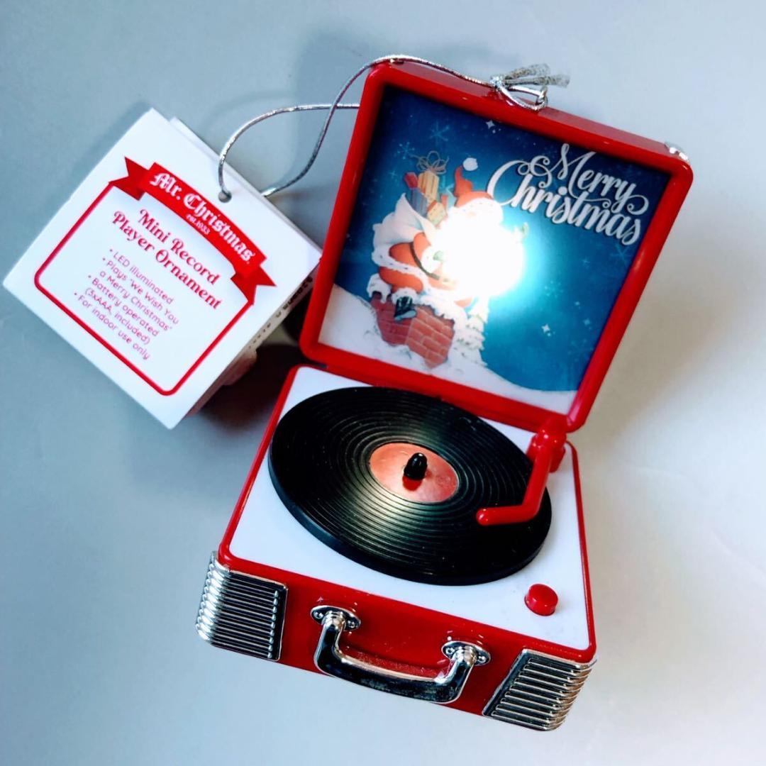 #3884【可愛い】ミスタークリスマス ライトアップ ミニ レコードプレーヤー