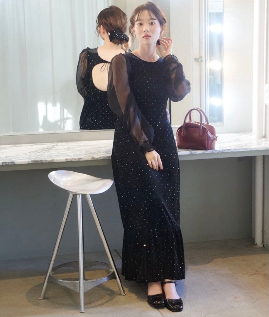 Kastane　ベロアスタッズワンピース　オケージョンドレス