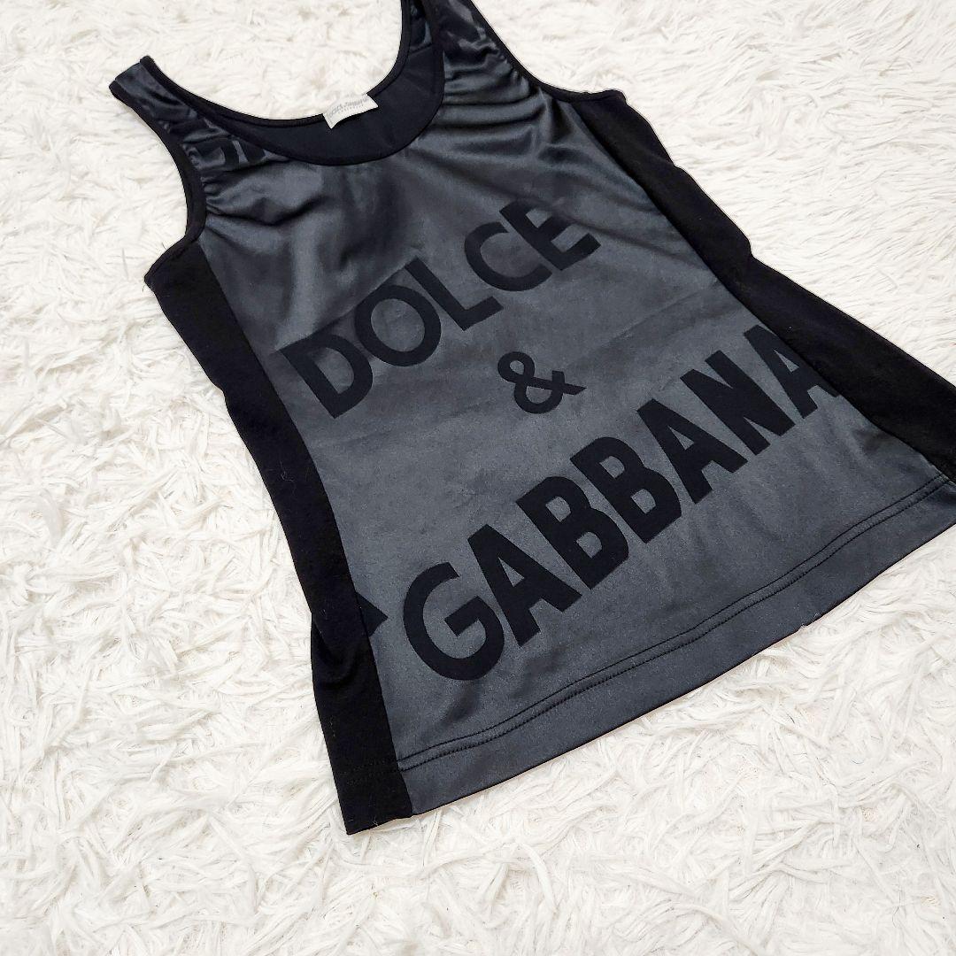 【未使用級】DOLCE&GABBANA ブランドロゴ タンクトップ 黒 42 L