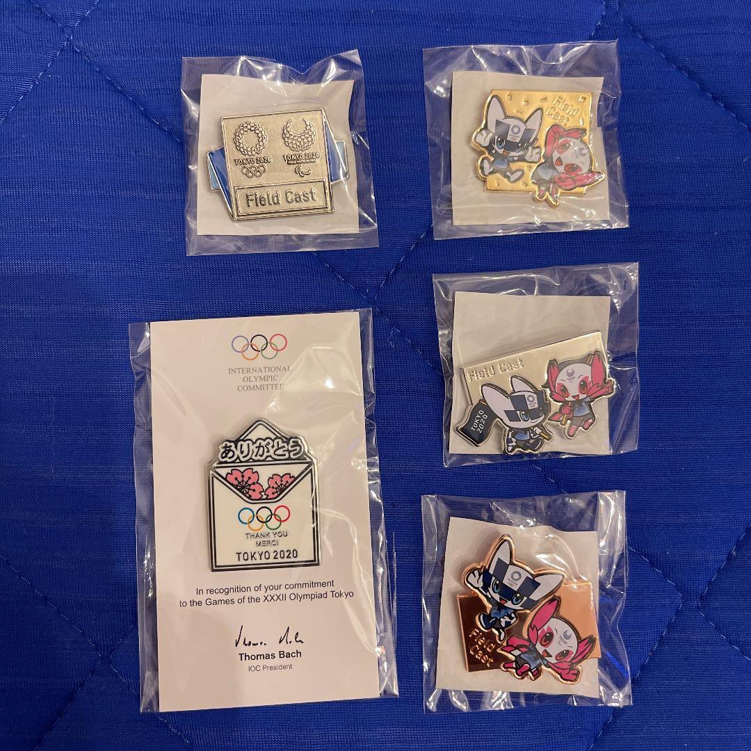 ★非売品★Tokyo2020金・銀・銅、バッハ、キャストのピンバッチ5点セット