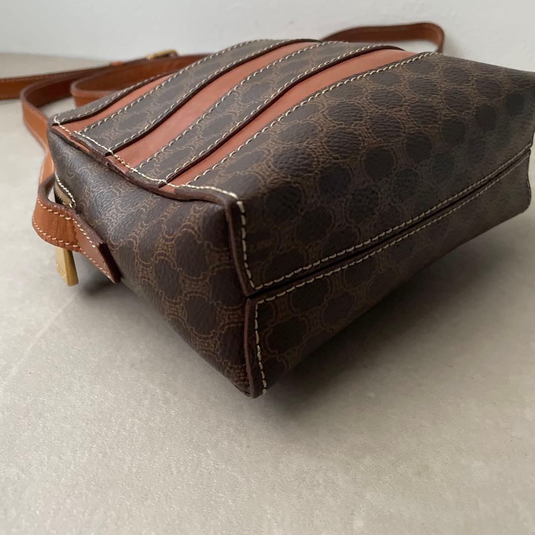 セリーヌ CELINE PVC レザー マカダム ショルダーバッグ ブラウン