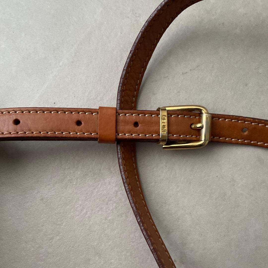 セリーヌ CELINE PVC レザー マカダム ショルダーバッグ ブラウン