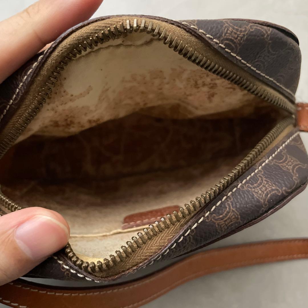 セリーヌ CELINE PVC レザー マカダム ショルダーバッグ ブラウン