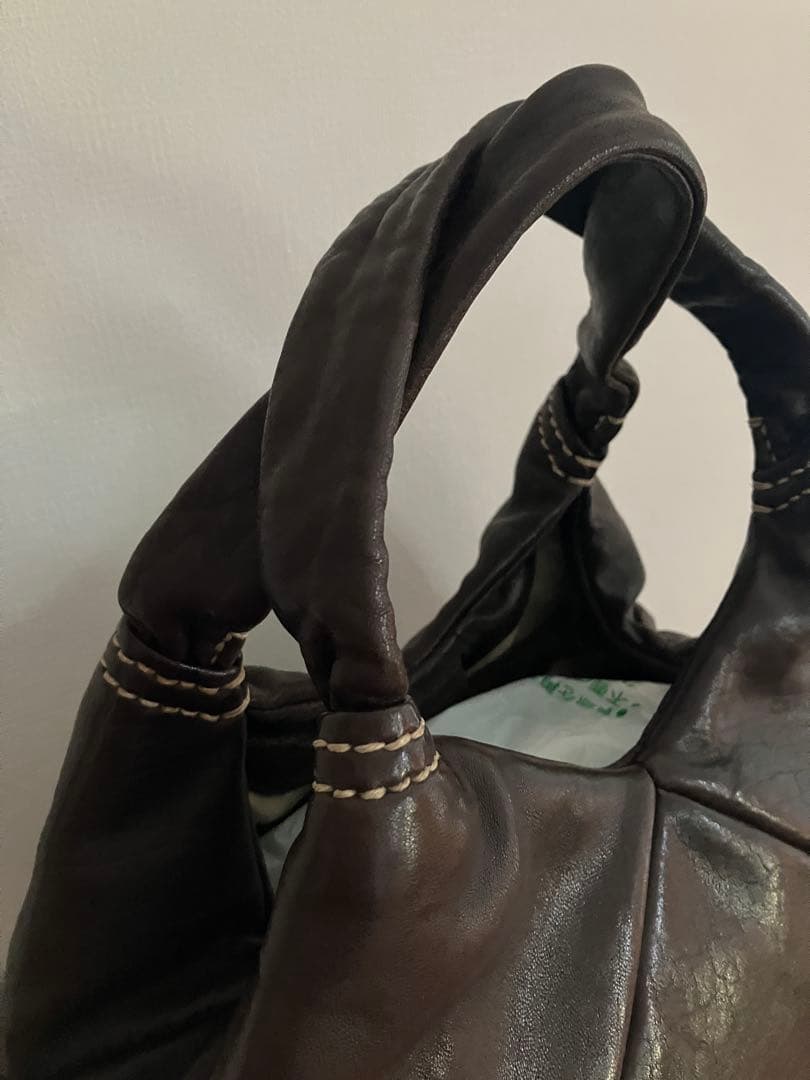 gentenゲンテン ソフトレザーバック　￼ダークブラウン　￼ポーチ付き