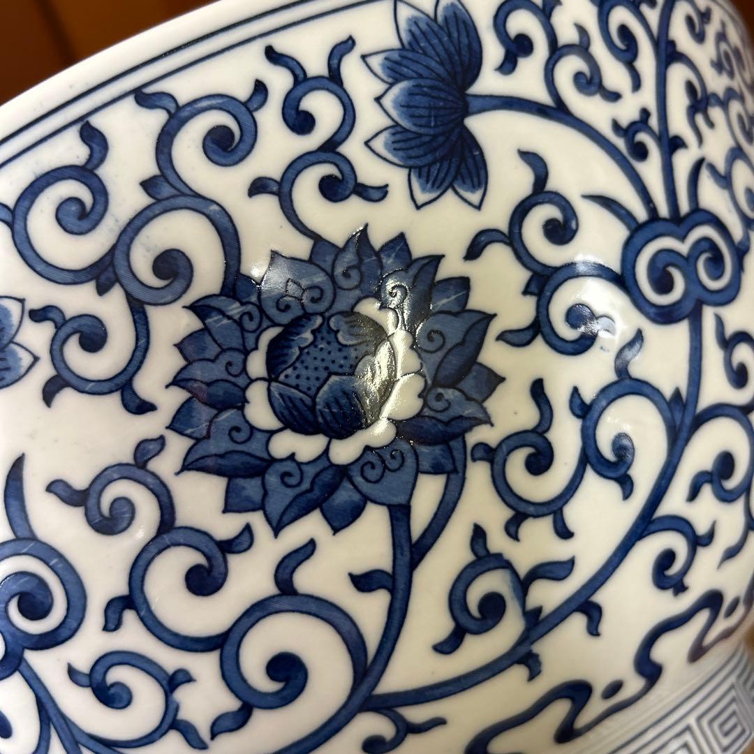 ★ 美品　大明嘉靖年製　青花　華唐草文　中国美術品　大鉢骨董品　アンティーク