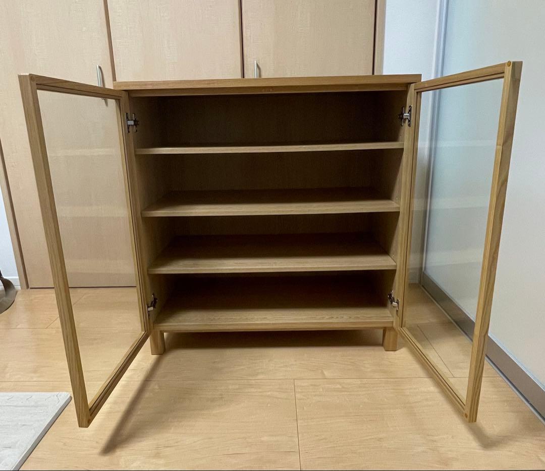 【11/22(土)まで特別値引】無印良品　脚付き木製キャビネットガラス扉