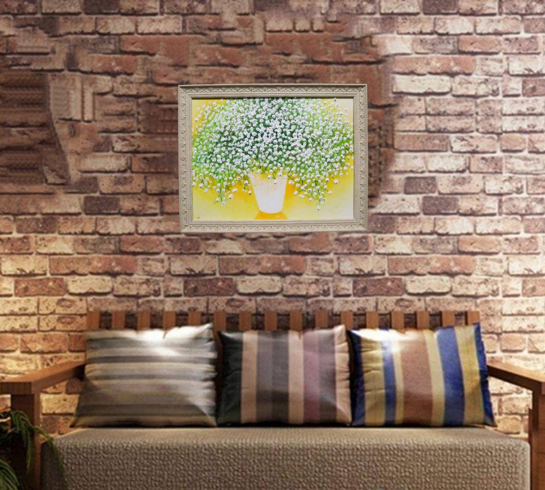 油絵 油彩 油彩画 絵 絵画 【カスミソウ】