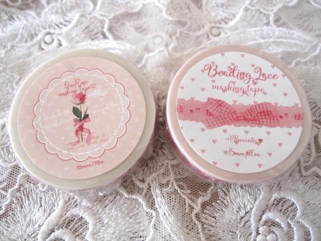 アロマンティック3点♡LALACROMANTICロールシール＆レースと薔薇マステ