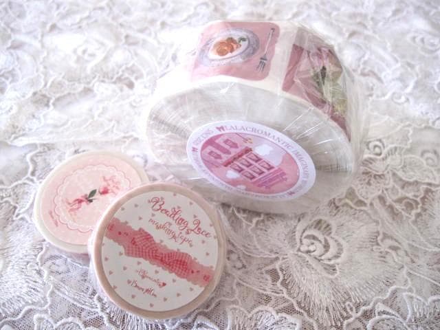 アロマンティック3点♡LALACROMANTICロールシール＆レースと薔薇マステ