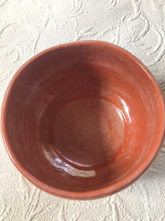 茶道具　【梅の絵】昭和　京焼　高台寺窯　茶碗　赤楽　共箱　共布　しおり 茶道具