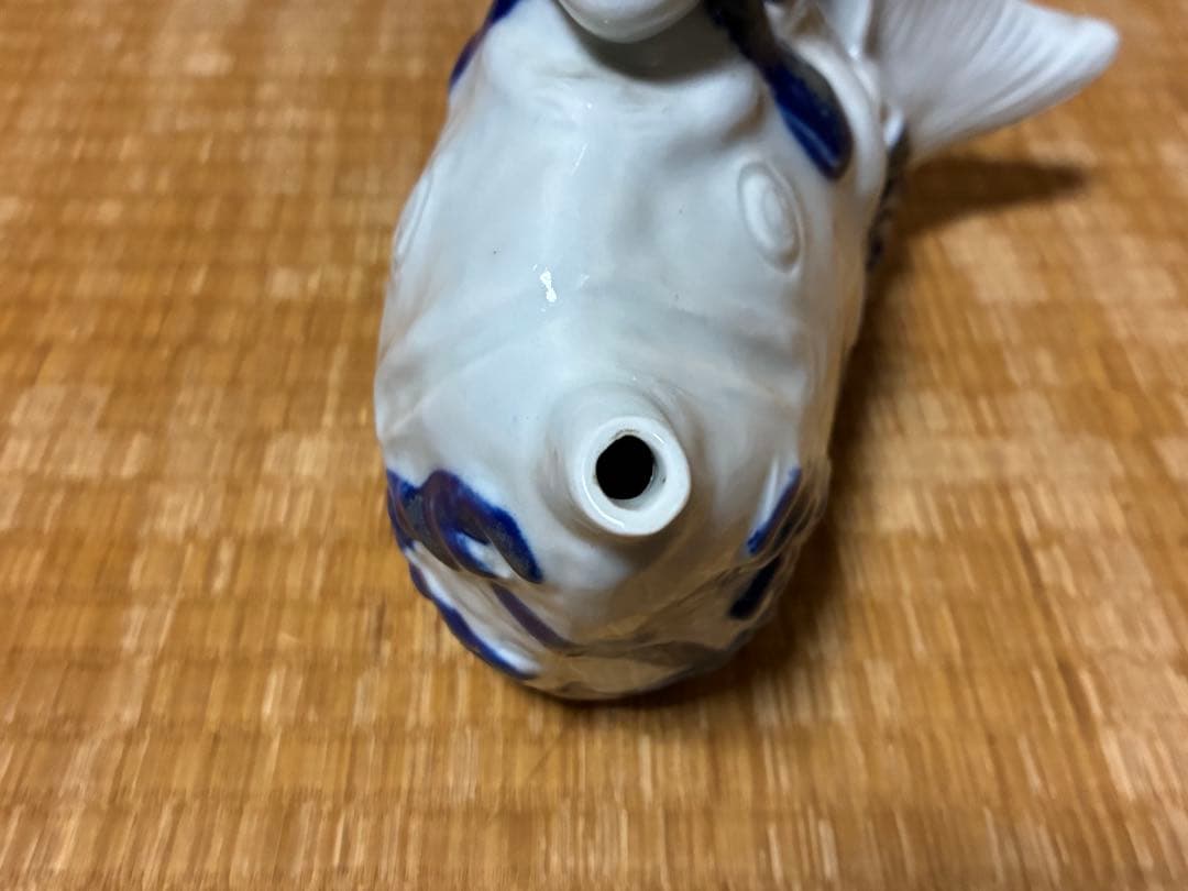 茶道具 白磁 魚型 陶器 手付き 急須 水柱 木箱付 中国美術？