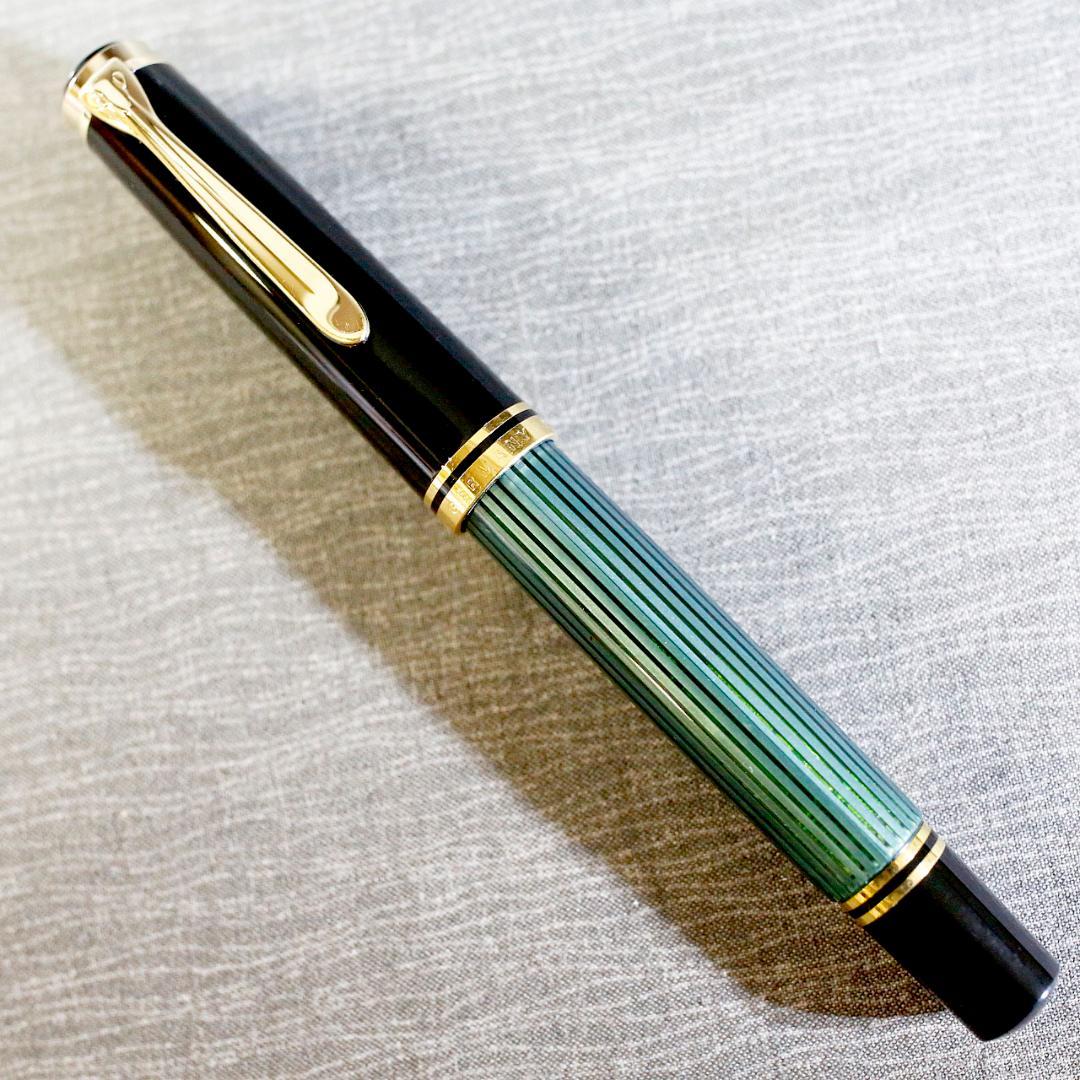 【美品 送料込み】ペリカン 万年筆 Ｍ８００ スーベレーン 緑縞