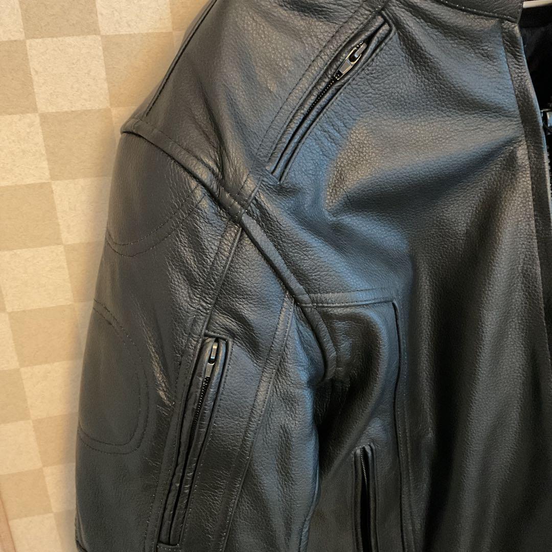 GENUINE LEATHER バイク　レザージャケット プロテクター付き