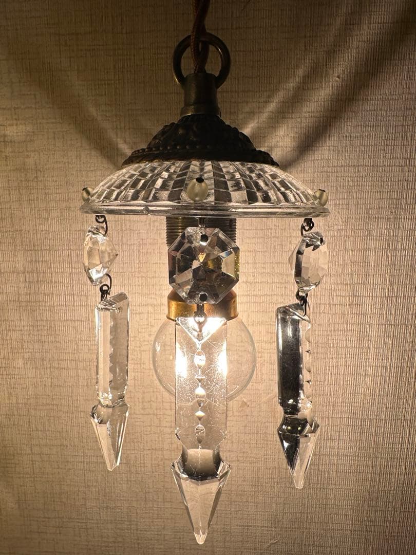 20's フランス アンティーク 希少なスピアドロップの可愛いミニシャンデリア＊