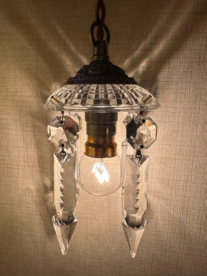 20's フランス アンティーク 希少なスピアドロップの可愛いミニシャンデリア＊