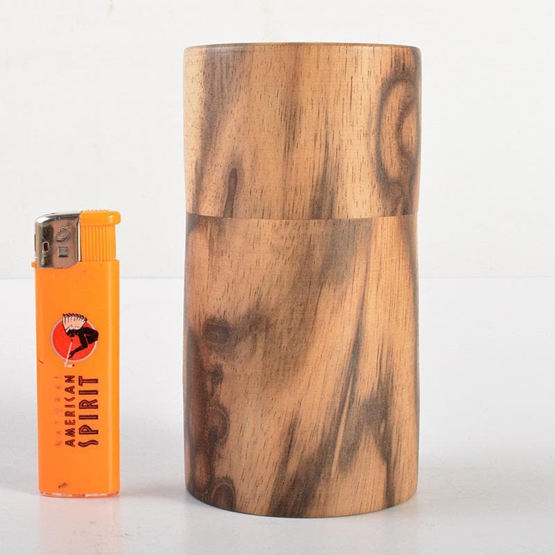 茶道具　黒柿製　黒柿造り　茶筒　共箱　M　6064