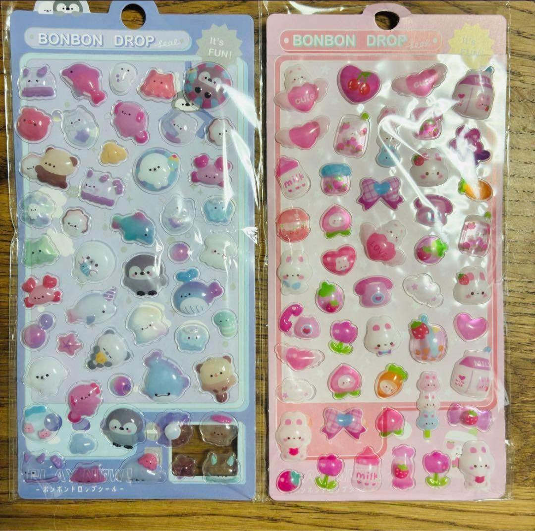 おちゃだと様　50セット　500枚ボンボンドロップ風シール　3Dシール