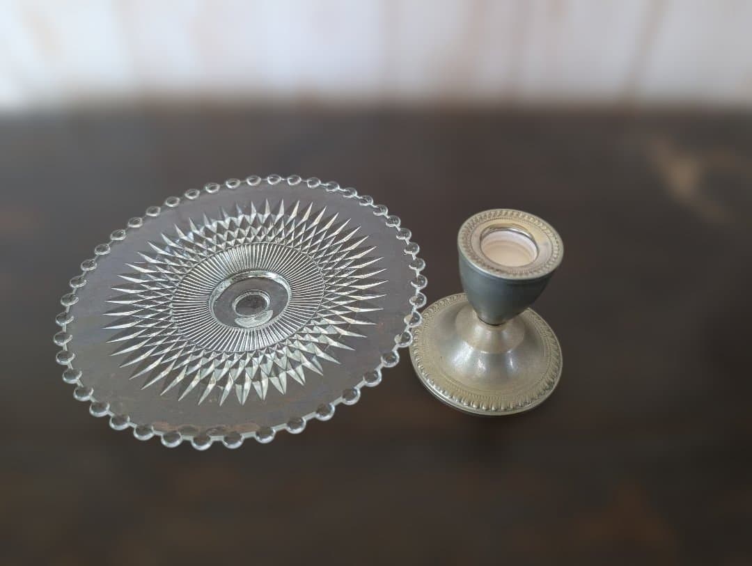 Duchin Sterling　ガラス製ケーキスタンド　アンティーク