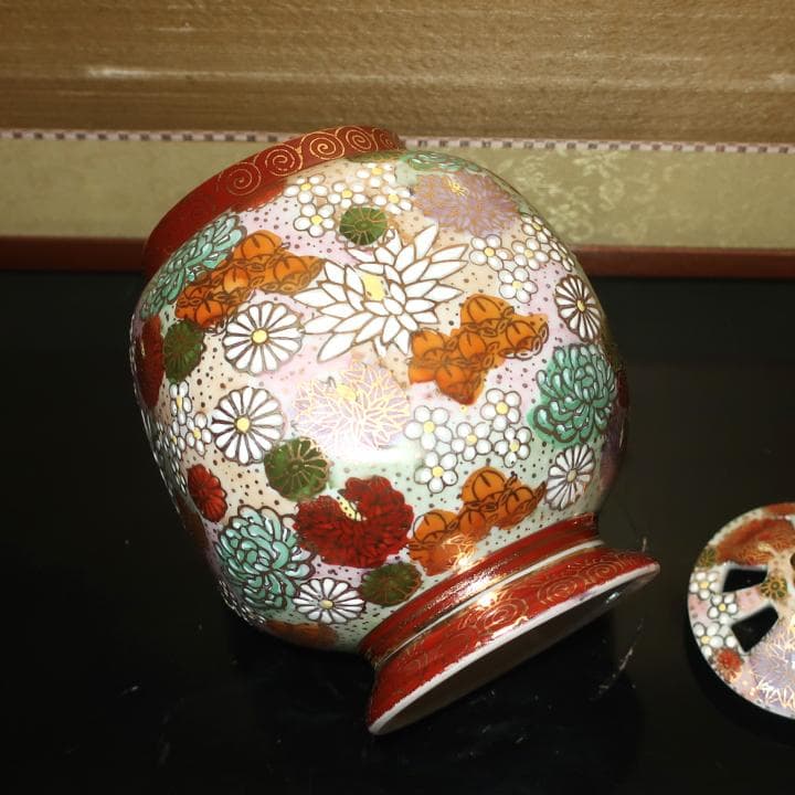 【評価1000記念】茶道具 置物 香炉　九谷焼 豪華絢爛　本金金花詰　ギフト対応