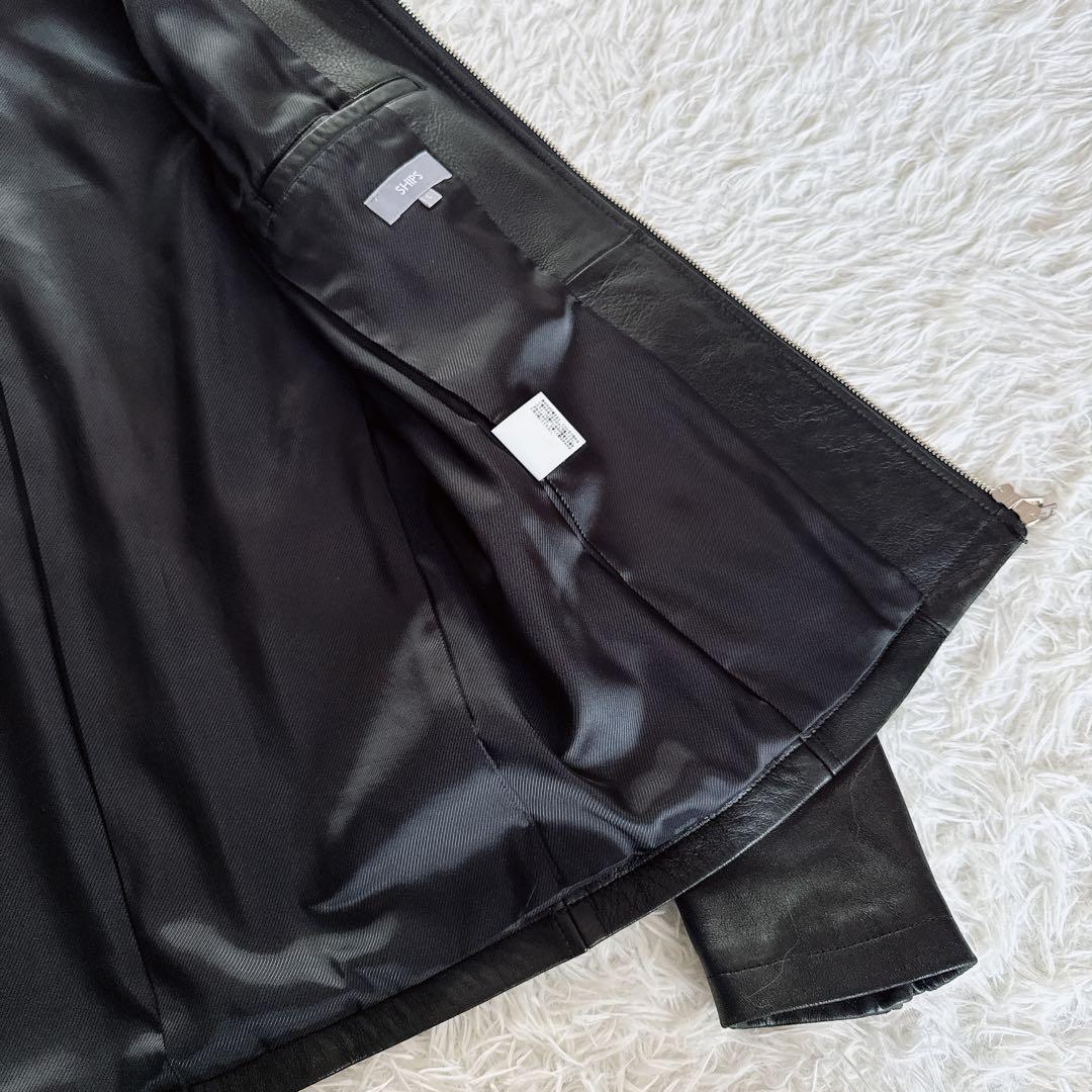 【SHIPS】シングルライダース 羊革 ブラック Lサイズ