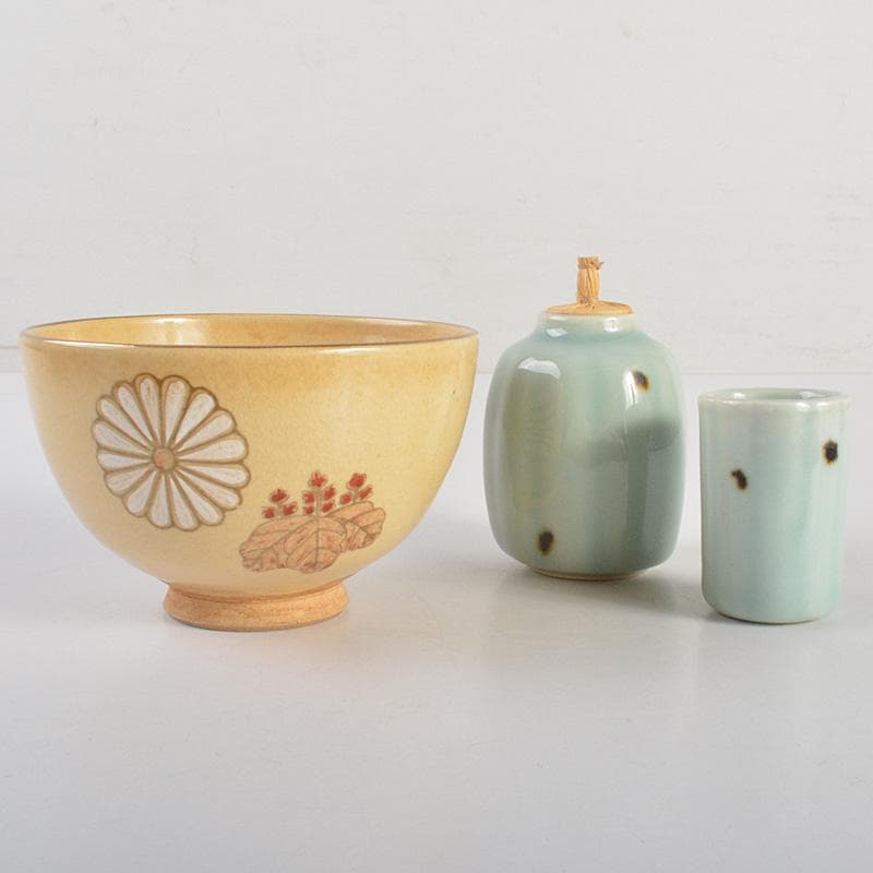 茶道具　黒面朱茶箱　田中香泉作茶碗　振出など　九点　一式　V R6918