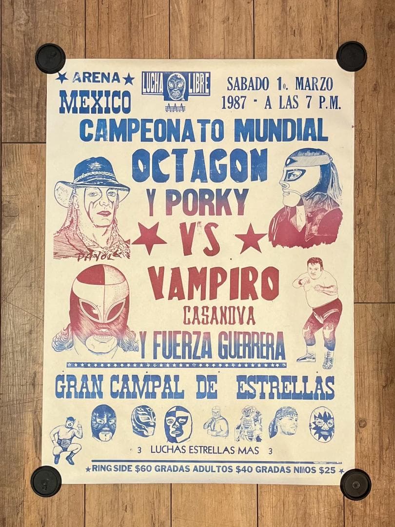 希少☆1987年／ルチャリブレ／メキシカンプロレス／ヴィンテージ／興行ポスター