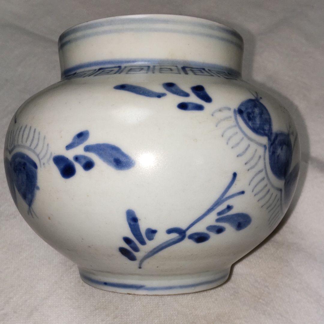 広州官窯李朝染付栗文小丸壺