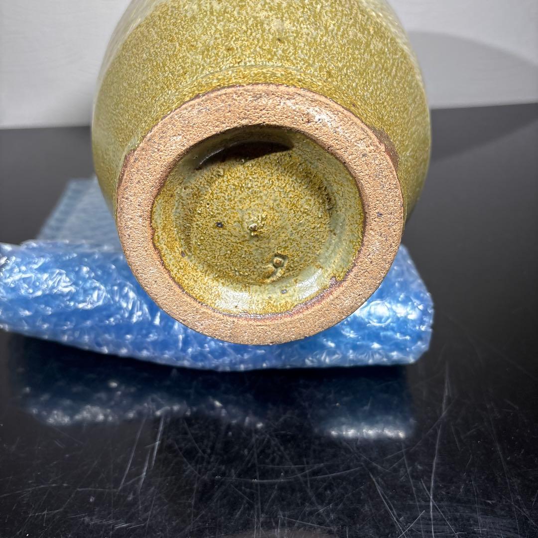 真作　人間国宝　島岡達三　地釉象嵌縄文壷　高さ約27センチ