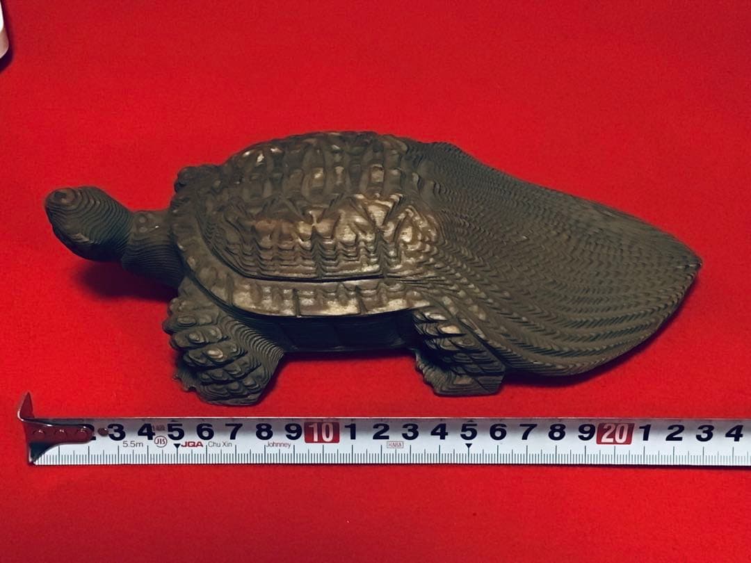 ◉逸品◉数寄屋造りの名棟梁〓平田雅哉◉一刀彫・木彫〓亀・千寿亀・蓑亀◉26cm